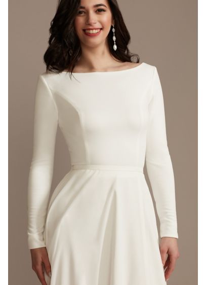 Long Sleeve Stretch Crepe Wedding Separates Top - Wear this versatile long-sleeve top on your wedding